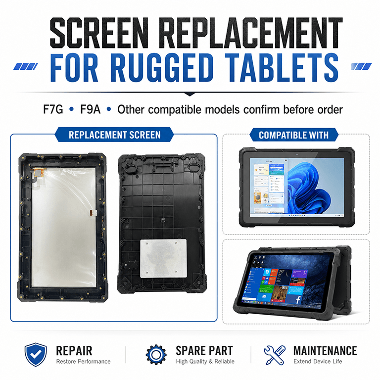 Screen Replacement for HIGOLE F7G, F9A & Compatible Rugged Tablets