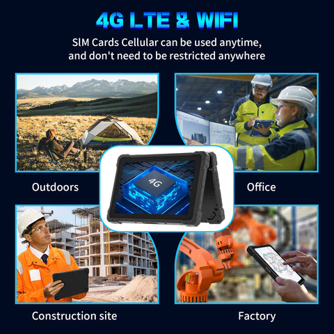 HiGole F7G 10.1-inch triple-proof Windows 11 Pro tablet supports 4G LLTE and WIF5 networks, so there will be no problem working outdoors or indoors!