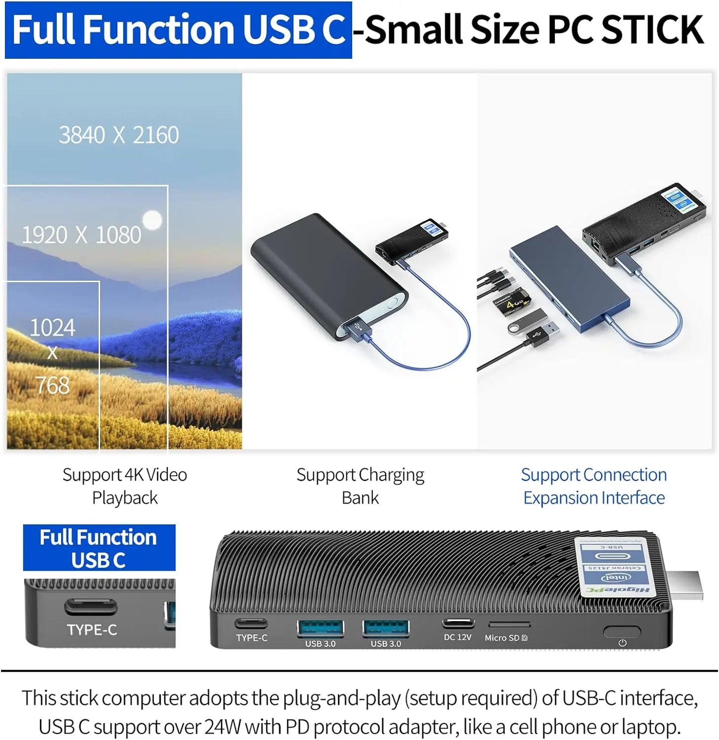 Mini PC, Mini PC Stick/Intel 12th Gen Alder Lake-N100 (up to 3.4GHz), 16GB DDR4 RAM 500GB PCIe SSD, Desktop Computer Support 4K Dual Display/USB3.2/WiFi 6/BT5.2/Gigabit Ethernet for Home/Office