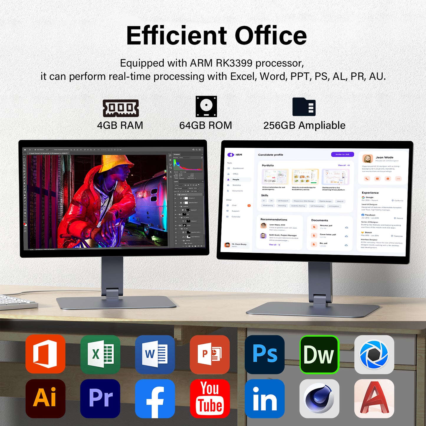Higole F15R POS terminal with 4GB RAM, 64GB ROM, 256GB expandable memory, ideal for supermarkets, restaurants, and offices.
