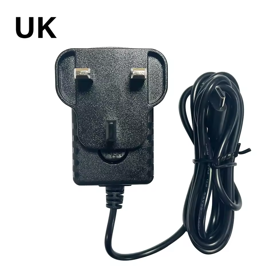Power adapter for Higole POS terminal, Mini PC, and rugged tablet on white background, suitable for UK markets.