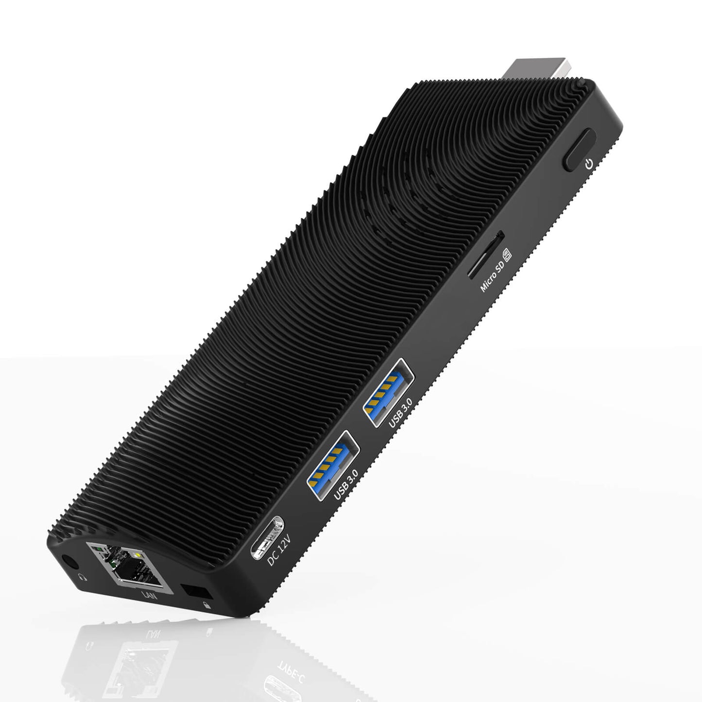 Higole D5 minipc stick White background front display,Portable and highly compatible with office software