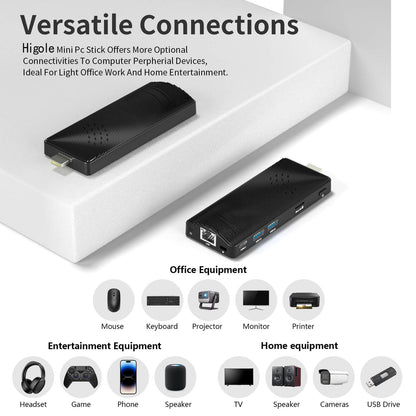 Higole D5 minpc stick Equipped with multiple expansion ports, it supports connectivity with most devices, offering powerful practicality.