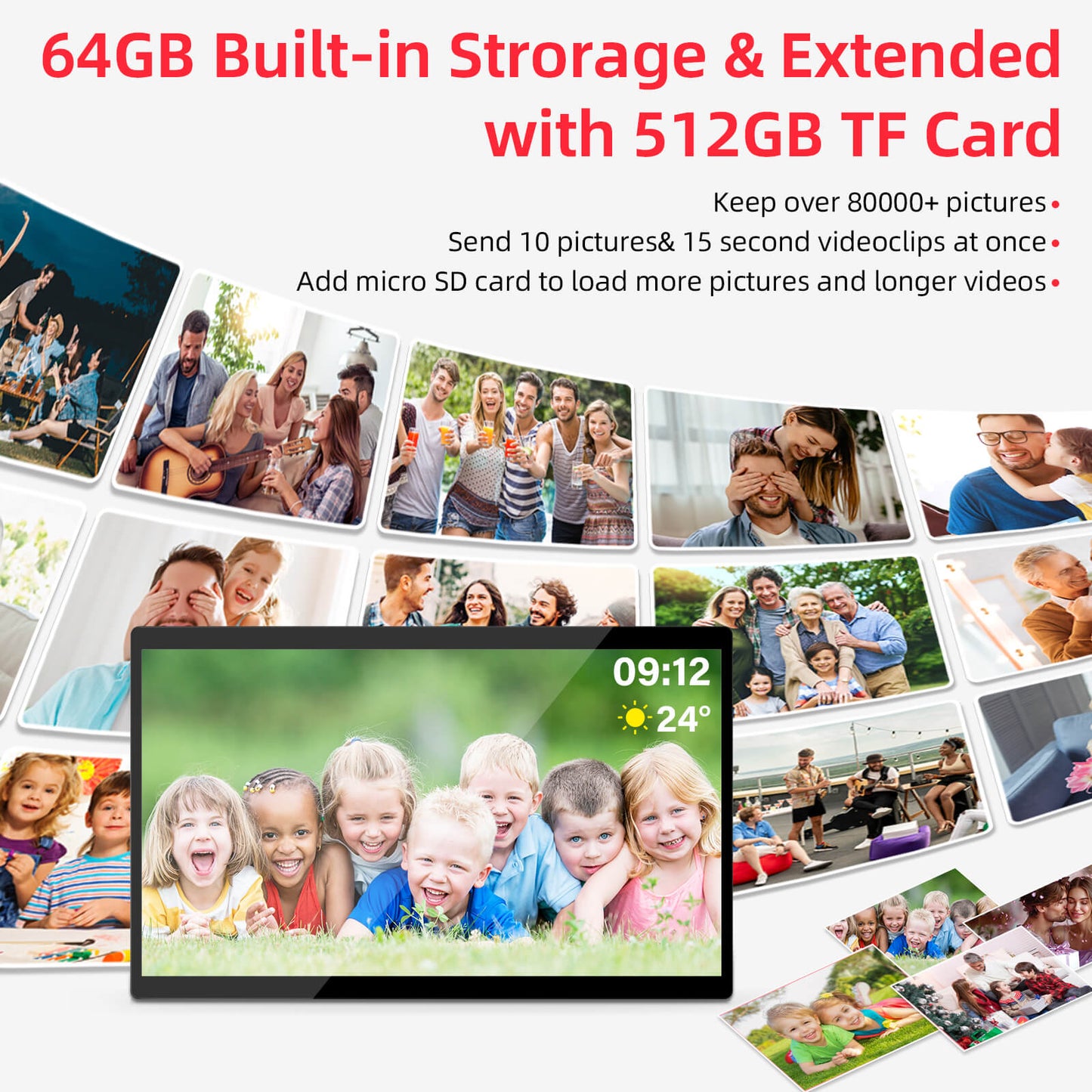 Cornice digitale HIGOLE da 15,6" e 64 GB con WiFi | Con rotazione automatica