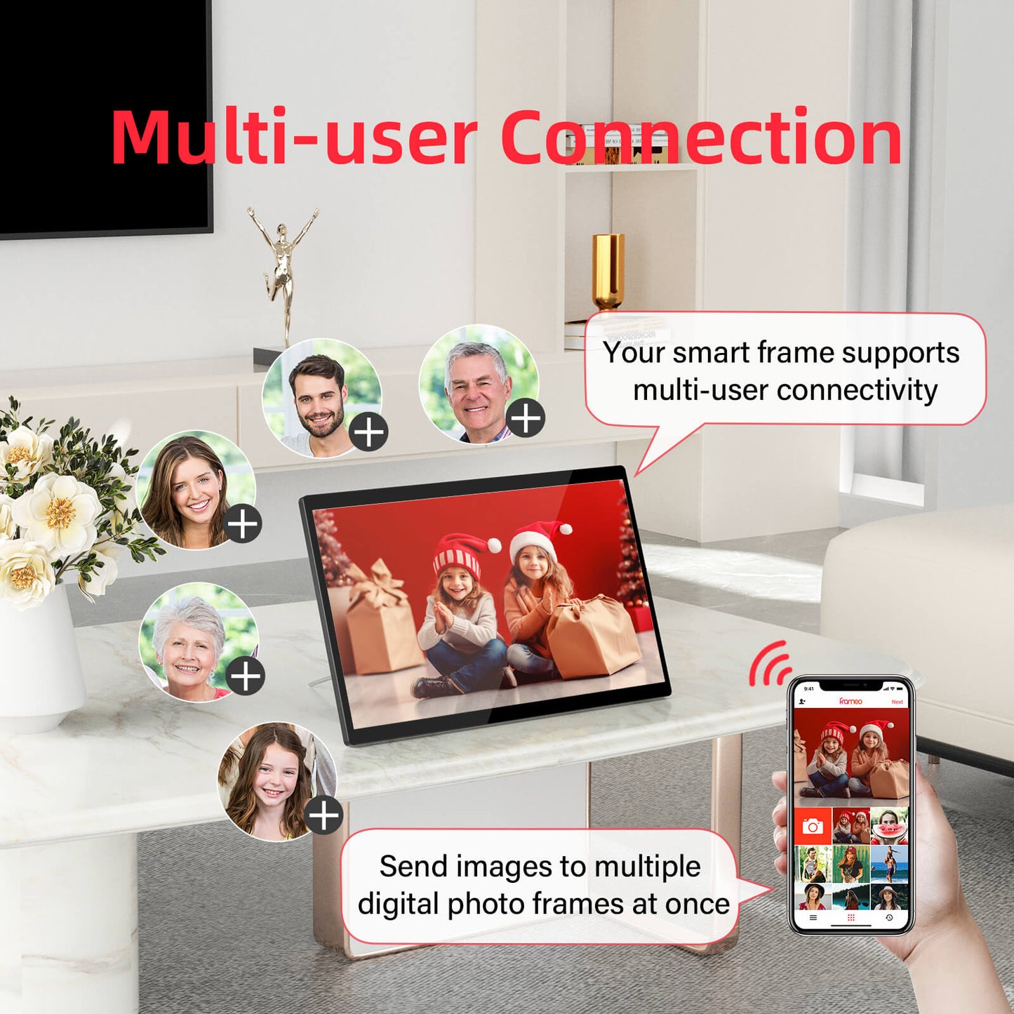 Cornice digitale HIGOLE da 15,6" e 64 GB con WiFi | Con rotazione automatica