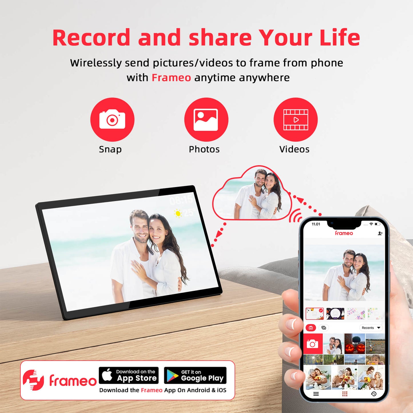 Cornice digitale HIGOLE da 15,6" e 64 GB con WiFi | Con rotazione automatica