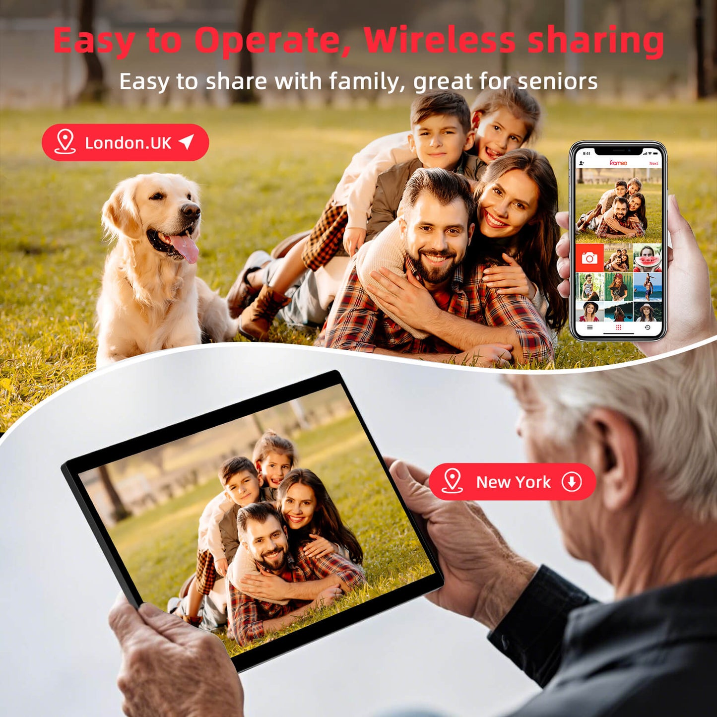 Cornice digitale HIGOLE da 15,6" e 64 GB con WiFi | Con rotazione automatica