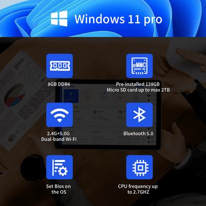 Higole F10 Flat-surface pos terminal,All-in-one industrial PC featuring 8GB DDR4, 128GB eMMC, dual-band Wi-Fi, Bluetooth 5.0, 2.7GHz CPU, BIOS configuration – suitable for business and retail POS.