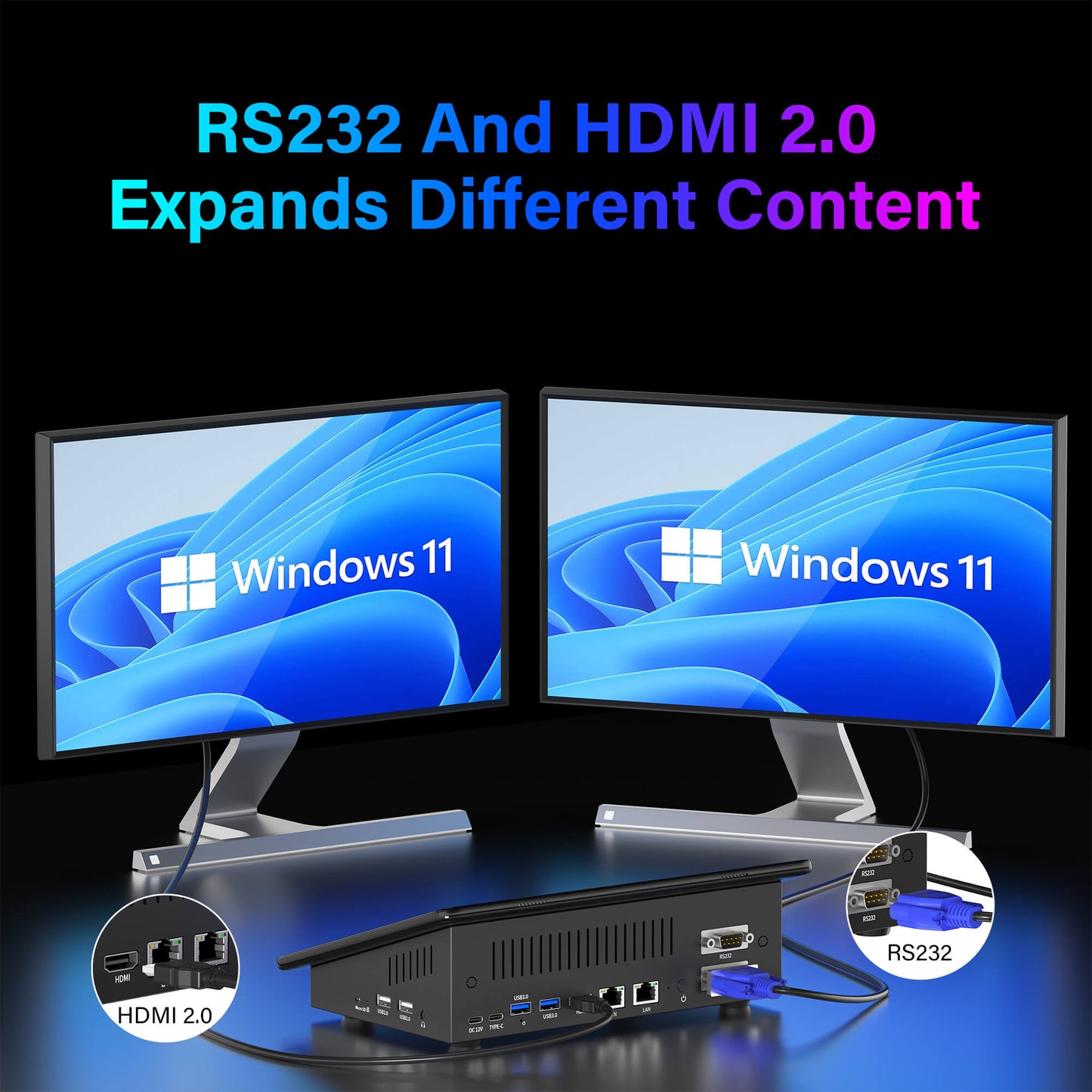 Higole F10 Slanted-surface industrial POS terminal with RS232 and HDMI 2.0, front-facing image in warehouse and business offices.