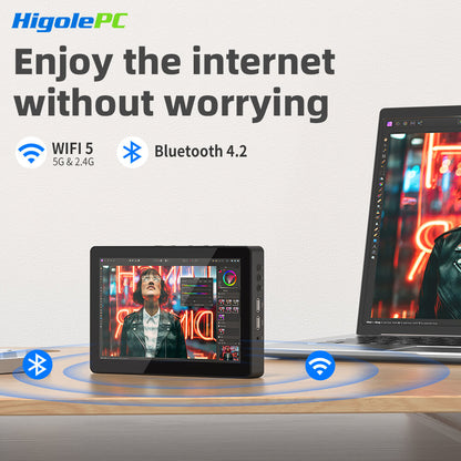 Higole F3APL POS terminal all-in-one PC with WiFi 5.0 dual-band 2.4G & 5G, Bluetooth 4.2 connectivity, ideal for retail checkout counters.