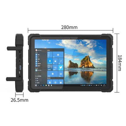 Rugged industrial tablet Higole F7N, dimensions highlighted, professional field tablet.