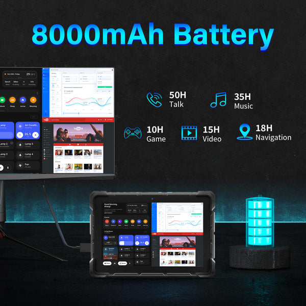 Higole F9A rugged tablet Exceptional battery life with an 8000mAh battery—no need to worry during outdoor operations!