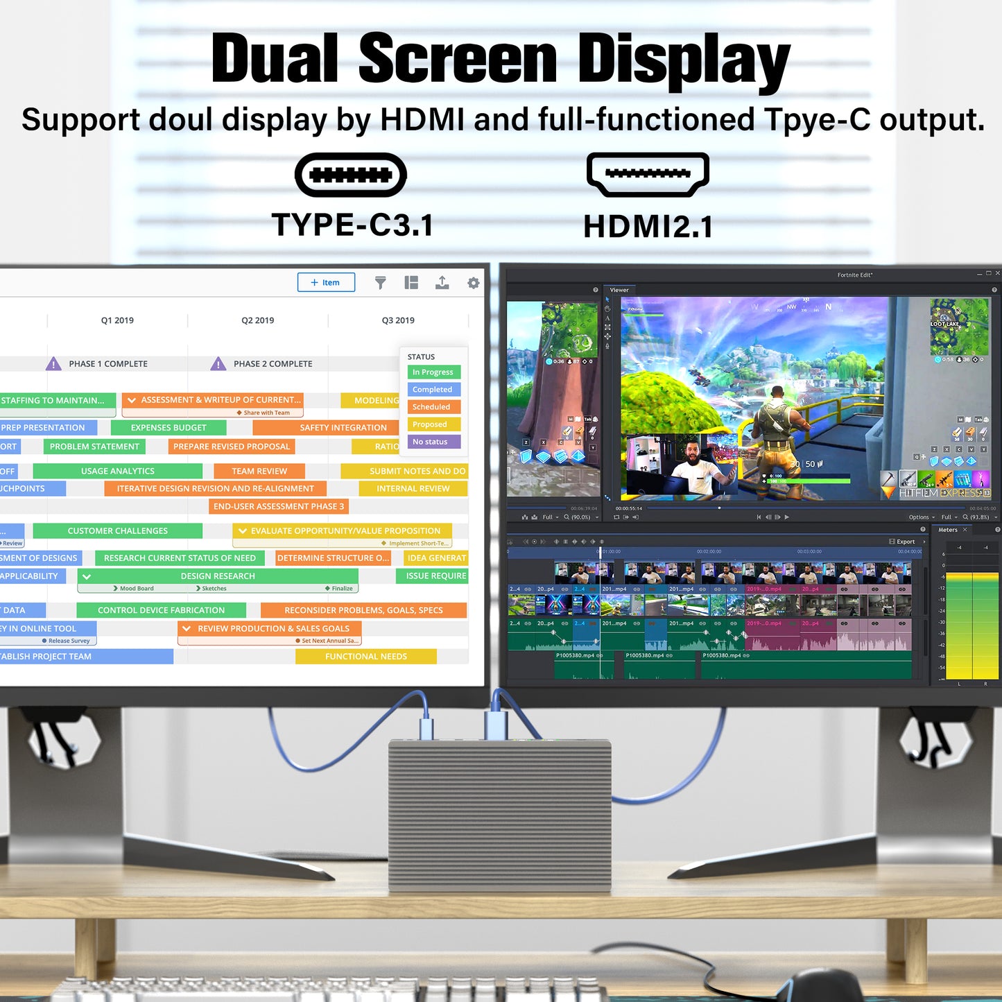 Higole F9B screenless minipc Dual Screen DisplaySupport doul display by HDMl and full-functioned Tpye-C output.