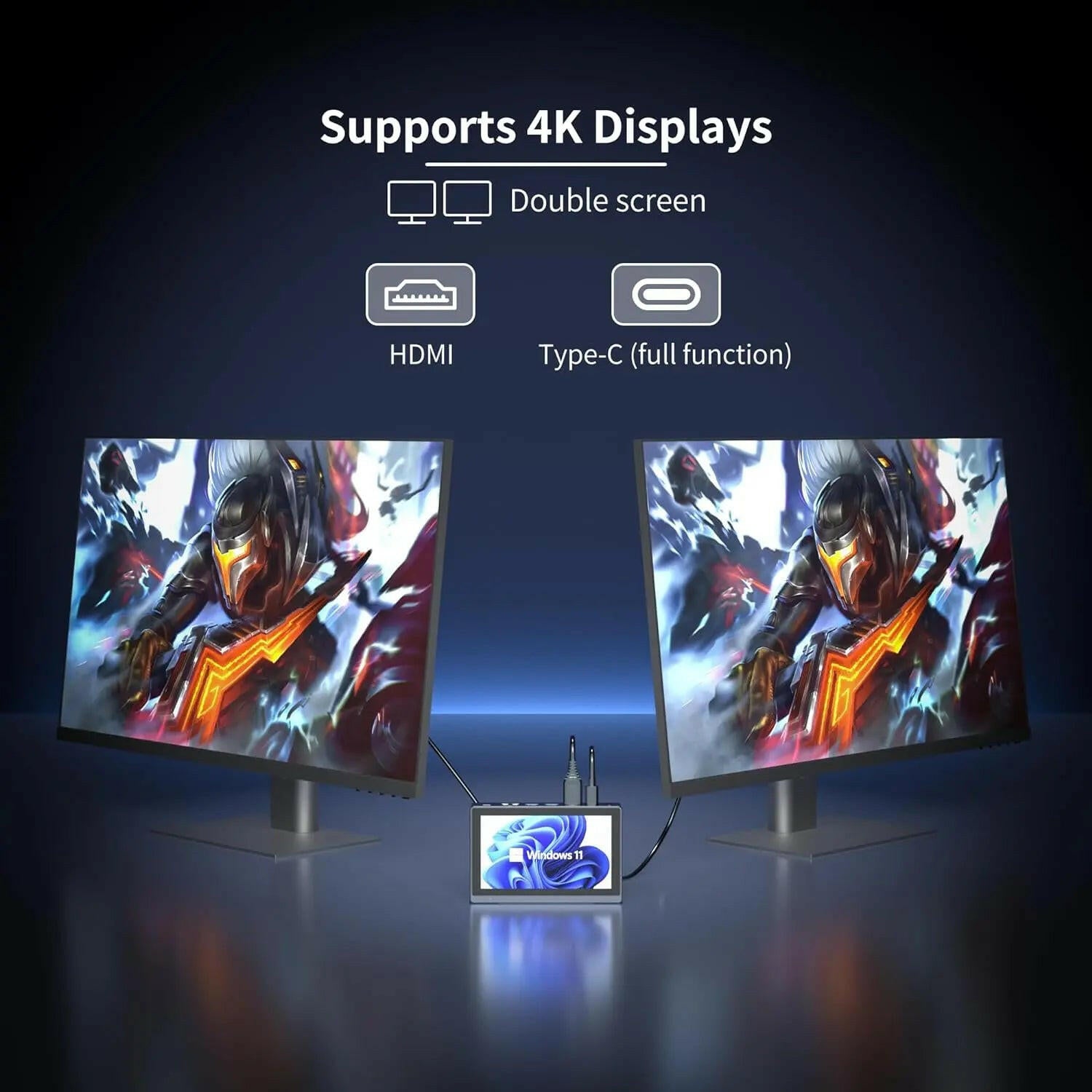 This is the size of a mini PC. This mini PC is equipped with dual HDMI interfaces, supports 4K@60Hz output, and high-definition picture quality. In addition, dual monitors can be connected to handle multiple tasks at the same time, which is convenient to operate and improves work efficiency.