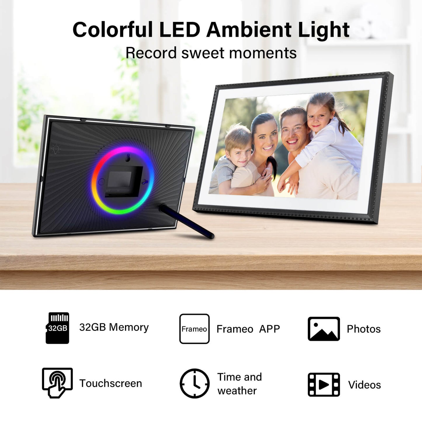 Cadre photo numérique Wi-Fi HIGOLE 10,1" 32 Go | Rotation automatique